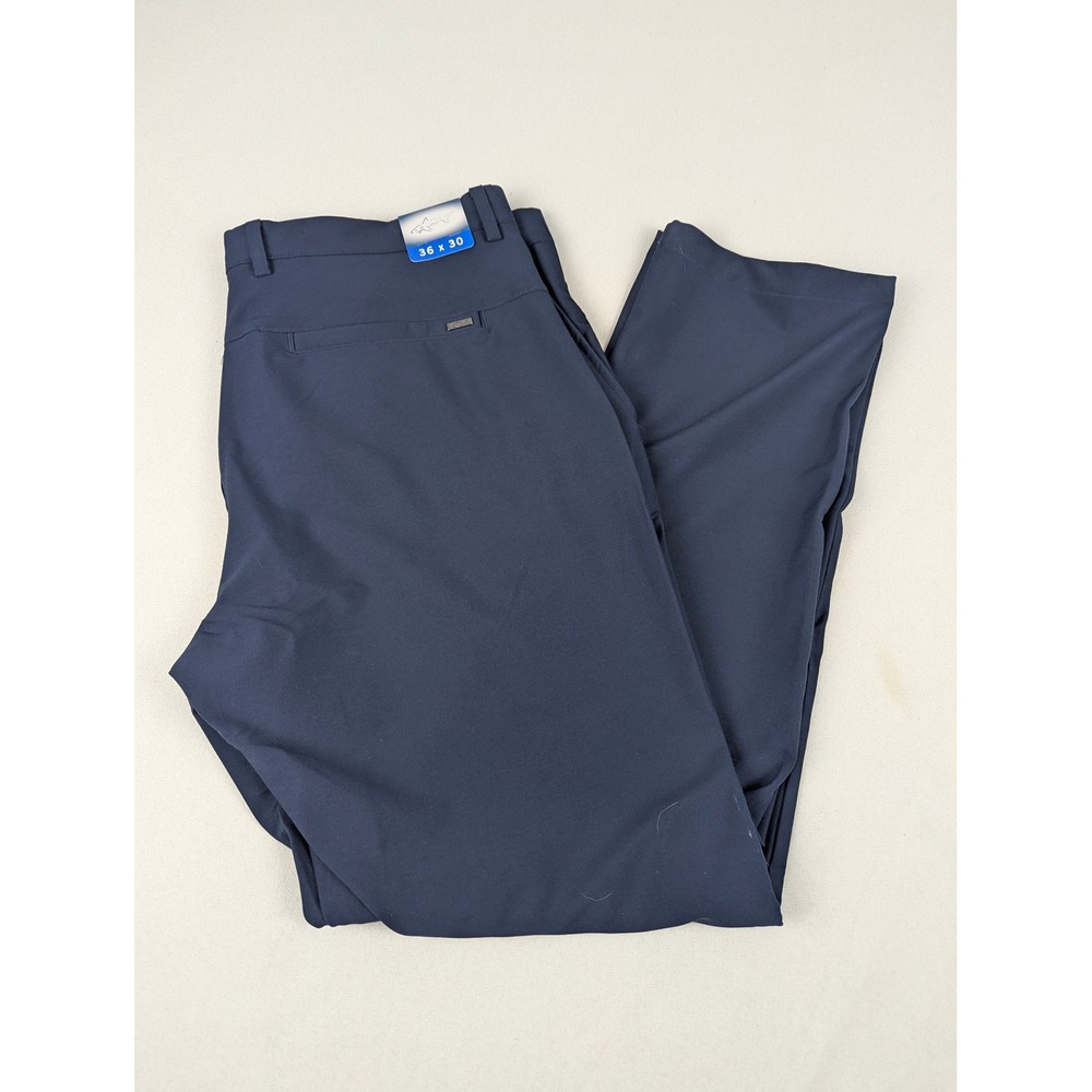 Greg Norman Mens Navy Blue Performance Golf Pants Straight Leg Stretch 37x31